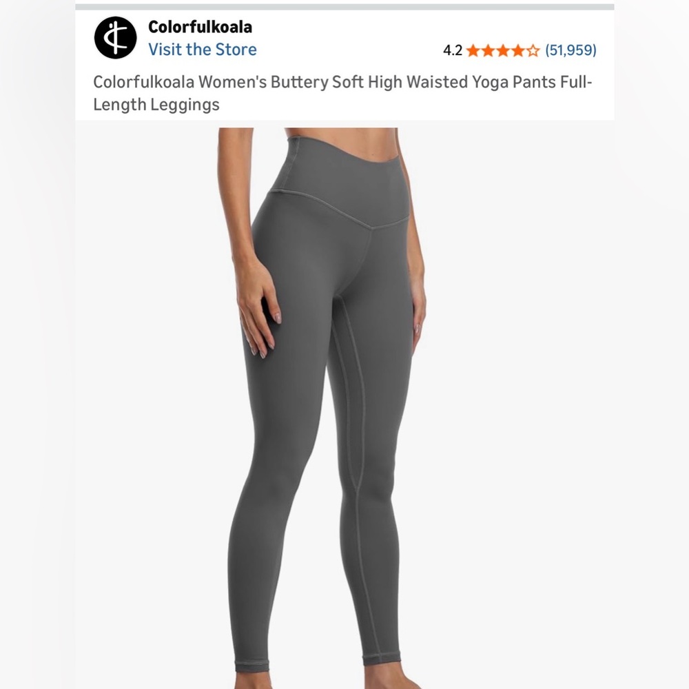 Colorfulkoala Women's Gray High Waisted Yoga Leggings